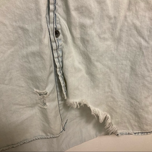 One teaspoon western distressed button down Jean denim long sleeve shirt stained - Picture 3 of 9